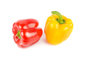 Bell peppers isolated on white background closeup