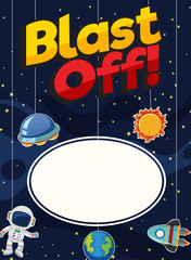 Background template design with planets in the space