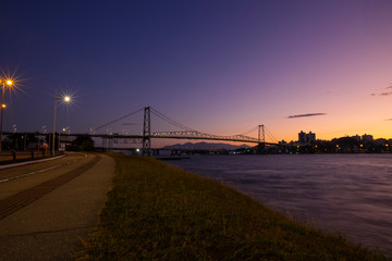 Cable-stayed bridge Hercilio Luz in Florianopolis, Santa Catarina, Brazil