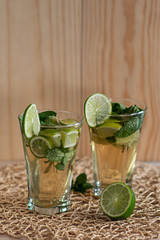 mojito cocktail on wooden table