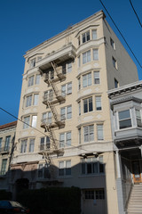 Fototapeta na wymiar old building with metal stairs at San Francisco, california