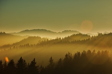 Evening mood over the foothills of the Alps