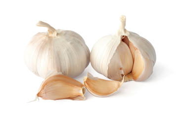 Garlic is a Thai herb and cooking ingredients isolated on white background included clipping path.
