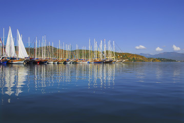 Obraz premium Wievs of Fethiye harbor, Mugla / Turkey.