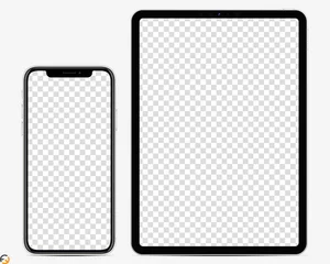 Foto op Plexiglas Mockup Screen devices: Tablet and smartphone silver color with blank screen for your design. Vector illustration © fenskey