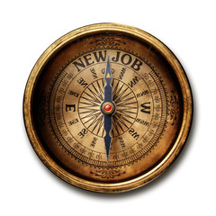 Vintage brass compass isolated on white background