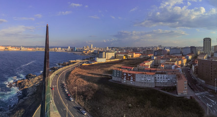 La Coruna. Aerial View in the beautiful city of Galicia,Spain. Drone Shoot