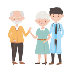 Doctor old woman and man vector design