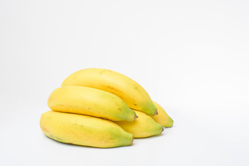 Banana on white background copy space