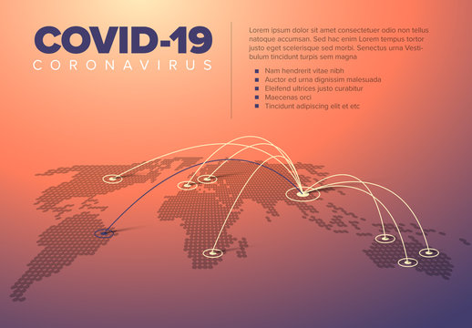 Dark Coronavirus Infographic Map Layout