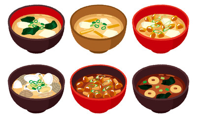 味噌汁のイラストセット