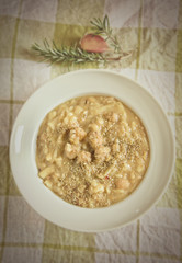 Homemade chickpeas soup with pasta