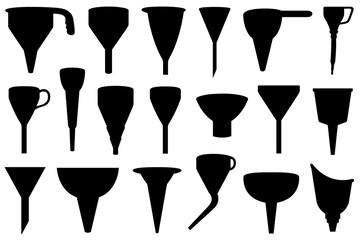Set of different funnels isolated on white