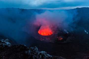 Fototapeta premium Crater of an active volcano during the dusk time