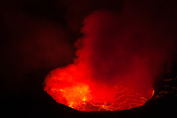 Lava inside the biggest lava lake in the world