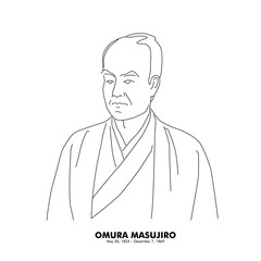大村益次郎（1824 - 1869）　歴史上の人物　線画イラスト