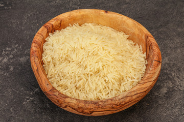 Raw basmati rice in the bowl