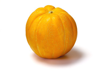 Orange ripe melon isolated on white background.