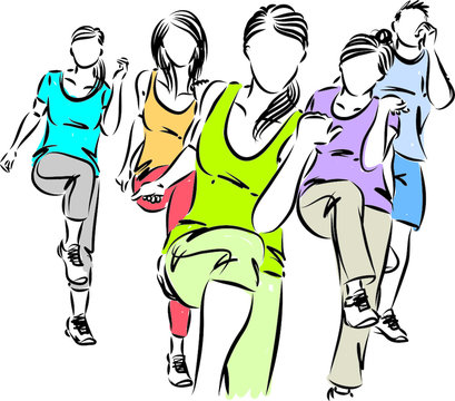 group of people fitness vector illustration