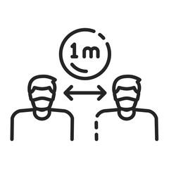 Keep your distance to prevent spread coronavirus black line icon. Social distancing. Healthcare. Pictogram for web page, mobile app, promo. Editable stroke.