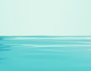 Beautiful relaxing blue water and sky background horizon, 3d illustration