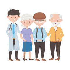 Doctor old woman and men vector design