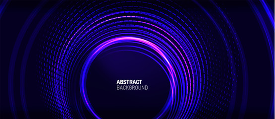 Neon circle technology background. Vector Illustration For Wallpaper, Banner, Background, Card, Book Illustration, landing page