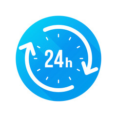 24h icon. Flat vector illustration in black on white background.