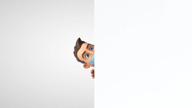 Cartoon doctor with a mask