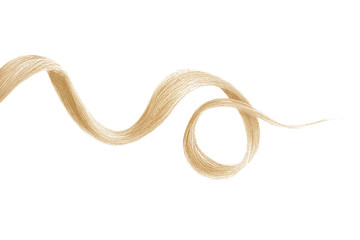 Blonde hair wavy stripe on white, isolated