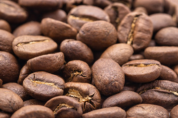 Coffee beans close up background