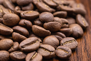 Coffee beans close up background