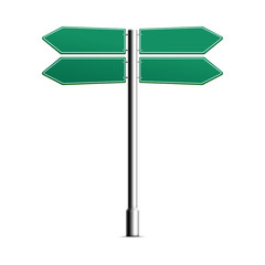 Crossroad signpost direction arrow realistic vector mockup illustration isolated.