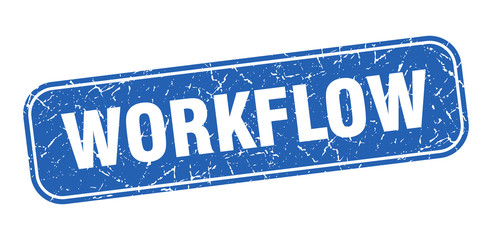 workflow stamp. workflow square grungy blue sign