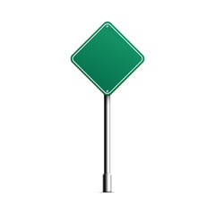 Green road sign template with square diamond shape
