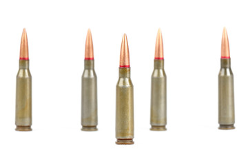 Armory ammunition close-up isolated on white background
