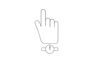 Hand finger pointer and Wristwatch on wrist icon