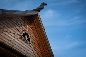 old  russian wooden house roof