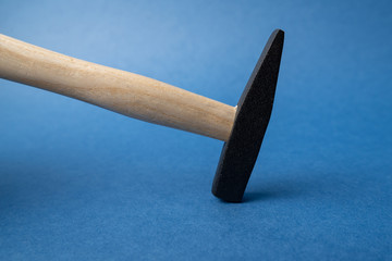 hammer with wooden handle close-up
