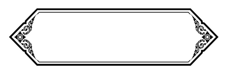 Horizontal Thai style frame on a white background for card design or for making sign boards. Line Thai.