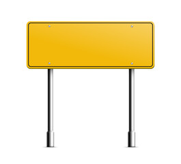 Blank yellow information signpost mockup realistic vector illustration isolated. © sabelskaya
