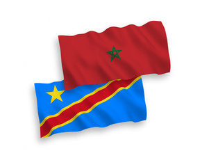 Flags of Morocco and Democratic Republic of the Congo on a white background
