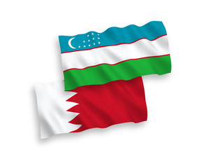 Flags of Uzbekistan and Bahrain on a white background