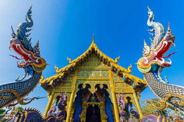 Fototapeta na wymiar Wat Rong Seur Ten), Chiang Rai. It is one of the most beautiful temples in chiangrai Thailand-1