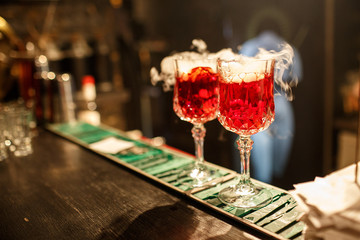 the bartender prepares a cocktail in the style of Halloween