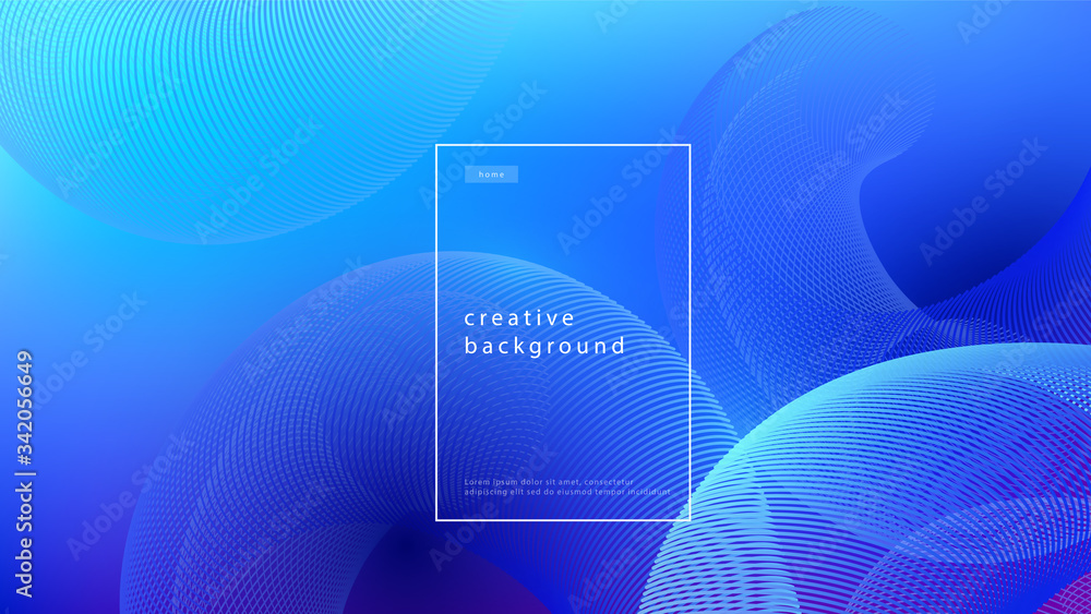 Poster abstract background blue design. fluid flow gradient with geometric lines and light effect. motion m