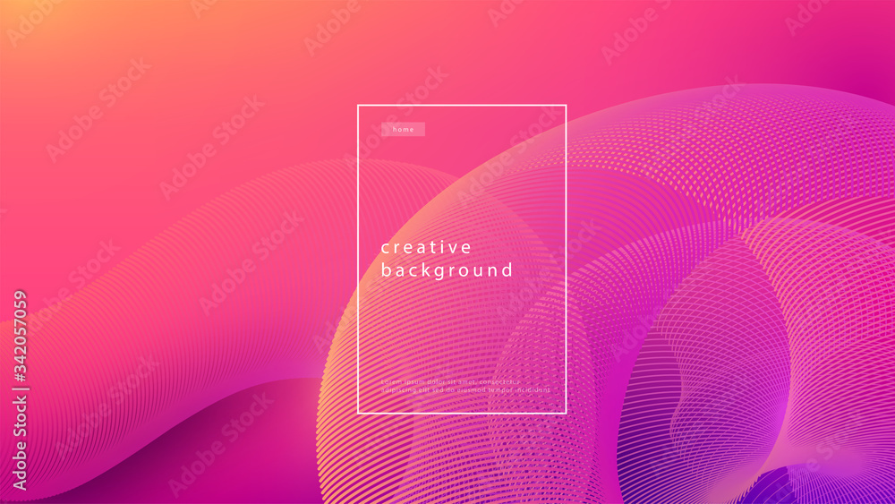 Poster abstract background pink design. fluid flow gradient with geometric lines and light effect. motion m