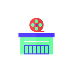 Obraz premium cinema building icon vector illustration flat design
