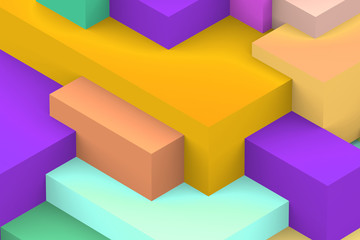 Obraz premium Abstract geometric cubic colorful background. isometric 3d render.