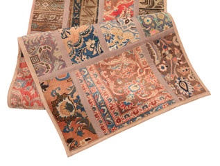 Old and modern Persian Colourful Arabesque and handmade carpet, rug gelim, patchwork, and Gabbeh...